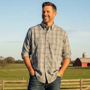 Wrangler Riata Easy Care Plaid Long Sleeve Button Down Shirt Men's Large Country